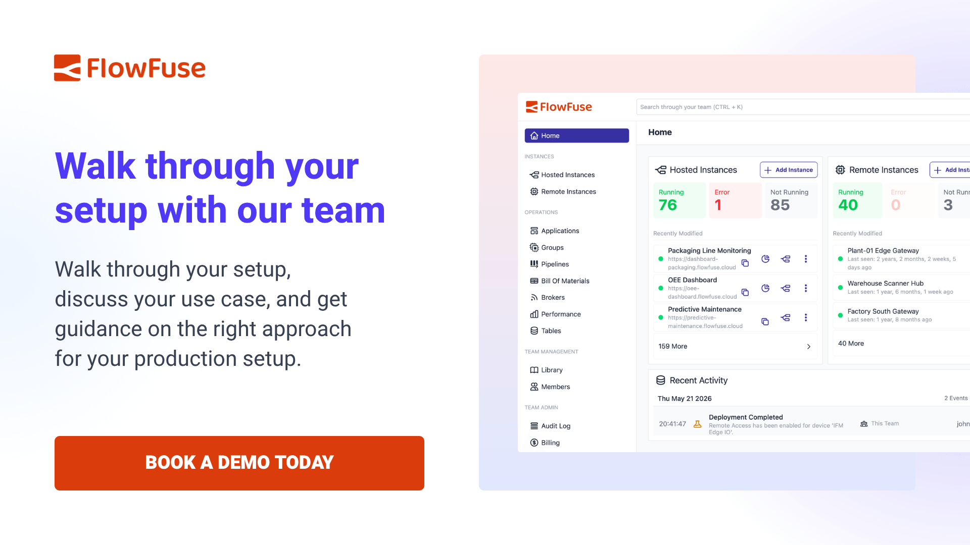 Walk through your FlowFuse setup with our team - book a demo